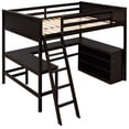 thumbnail image 4 of Aukfa Full Size Loft Bed with Desk and Shelves, Solid Wood Platform Loft Bed for Kids Teens Dorm - Espresso, 4 of 8