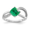 thumbnail image 3 of Auriga Fine Jewelry 925 Sterling Silver Created Emerald and Diamond Ring for Women Size 7, 3 of 6