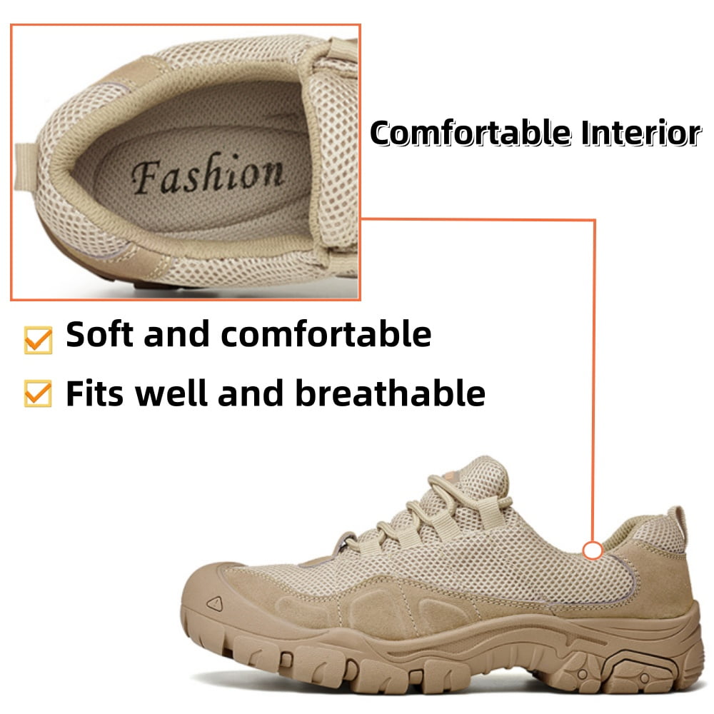Men's Hiking Shoes Comfortable Breathable Lightweight Slip Resistant Rubber Outsole Outdoor Walking Lace Up Sneakers Brown 11 US