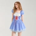 thumbnail image 2 of Gupgi Robe Cosplay pour Femmes Manches Courtes Patchwork en Dentelle Mini Robes à Carreaux Bleus Robe Trapèze Halloween, 2 of 9