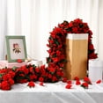 thumbnail image 4 of Duslogis 5 Pcs 39.4 Ft Flower Garland Artificial Rose Vine with Green Leaves Hanging Artificial Flower Vines Ivy Garlands Wall Garden Decor for Room Wedding Birthday Arch Decor (Red), 4 of 7