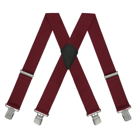 HDE Men's Heavy Duty Work Suspenders X-Back Utility Braces 2 Inch Wide Red