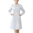 thumbnail image 2 of HAJWOH Scrubs for Women Dress Lapel Neck Long Sleeve Button Work Dress Stretchy Comfortable Scrubs Dresses White XL, 2 of 5