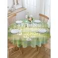 thumbnail image 5 of Love Text Round Tablecloth 54 inches Vintage Warm Embraces Positive Energy Love Green Yellow Waterproof Oil-Proof Table Cloth Round Table Cover for Holiday Party Picnic Dinner Decor Indoor Outdoor, 5 of 9