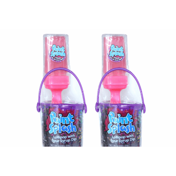 Paint Splash Lollipop with Sour Syrup Dip – 2 Pack, Grape, 1.80 oz