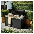 thumbnail image 3 of SONGMY 97 Gallon Deck Box, Waterproof Resin Outdoor Storage Box for Outside and Patio, Large Outdoor Storage Bench Cabinet Lockable for Patio Furniture, Garden Tools and Pool Supplies (Black), 3 of 5