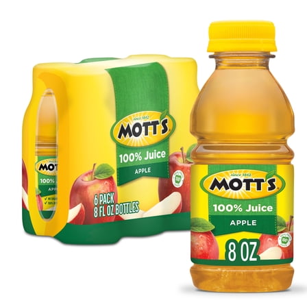 Mott's 100% Apple Juice, 8 fl oz, 6 Count Bottles