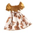 thumbnail image 2 of WOLLED Toddler Baby Girls Short Flare Sleeve Dresses 4-7y Kids Square Neck Floral Princess Dress Casual Square Neck Tutu Dress Summer Party Princess Dress with Bowknot, 2 of 11