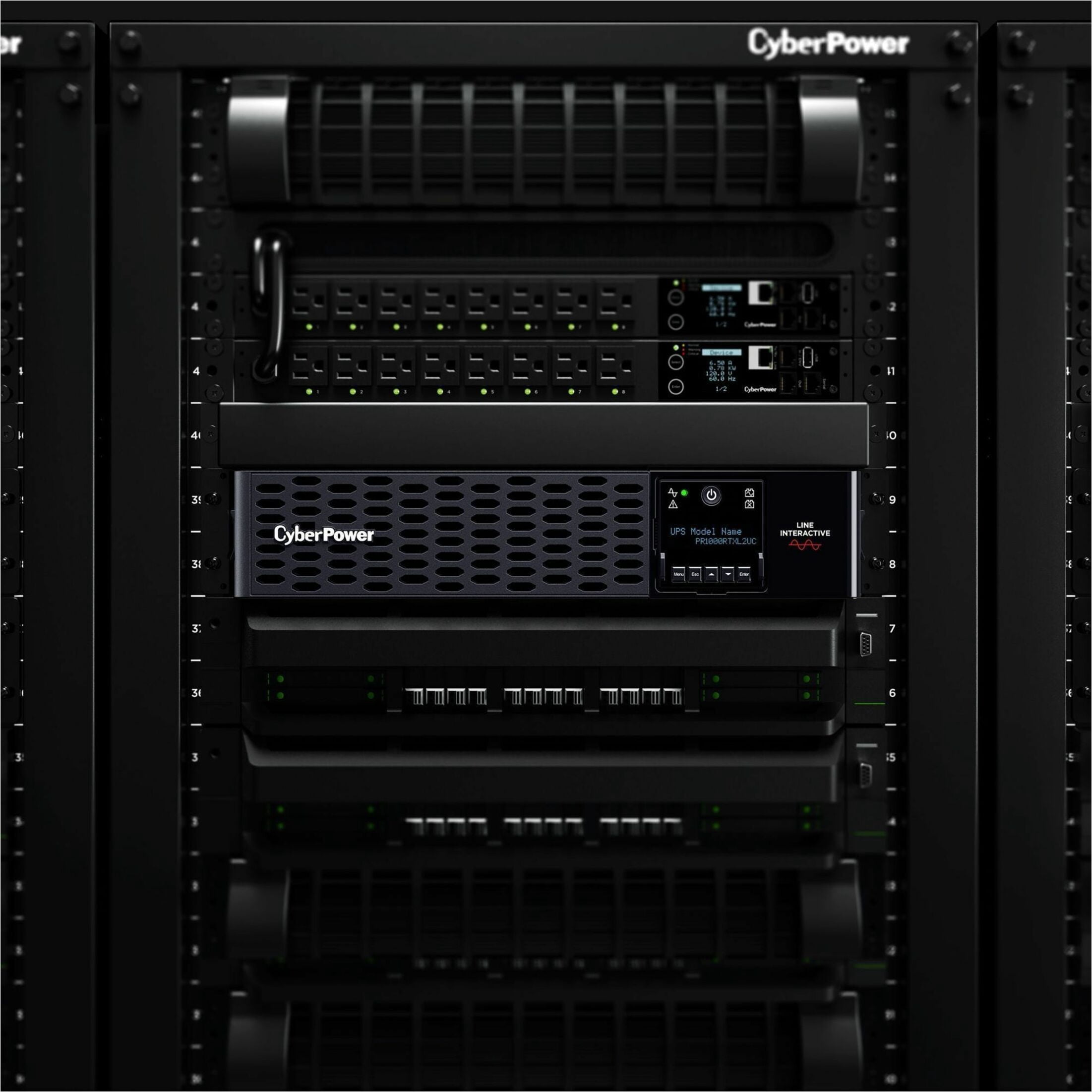 CyberPower PR1000RTXL2UC Smart App Sinewave UPS Systems - 1000VA/1000W, 120 VAC, NEMA 5-15P, 2U, Rack / Tower, Sine Wave, 8 Outlets, LCD, PowerPanel® Business