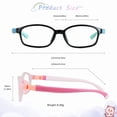 thumbnail image 4 of LAMBBAA Kids Blue Light Blocking Glasses 2 Pack Square Flexible Frame UV400 Protection Anti Blue Ray Computer Glasses Anti Glare Eyewear for Boys Girls Age 3-12 (Blue Black+Pink), 4 of 5