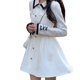 thumbnail image 4 of Slatcetga Vestido con cuello vuelto, cintura elegante, adelgazante, manga larga, cintura alta, pajarita, vestido de mujer para primavera blanco L, 4 of 8