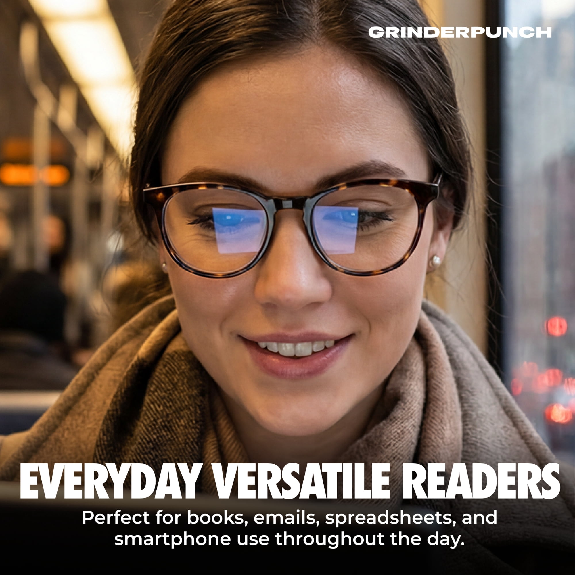 Grinderpunch Reading Glasses for Women and Men Blue Light Blocking Readers Stylish Readers with Spring Loaded Hinges