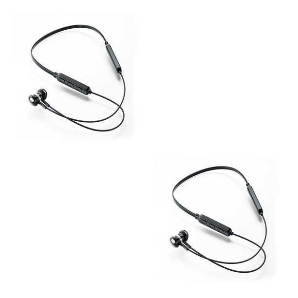 Moyic Auriculares para el cuello Control de botón compatible con Bluetooth Carga del teléfono móvil Auricular Manos libres con micrófono Negro 2Conjunto