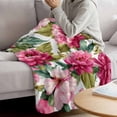 thumbnail image 3 of Pink Floral Blanket Soft Cozy Warm Throw Blanket for Couch, Plush Fuzzy Flannel Fleece Blankets for Sofa, Watercolor Flowers Leaves Plants Watercolor Bed Blankets Lightweight Gifts for Women, 30"x40", 3 of 9