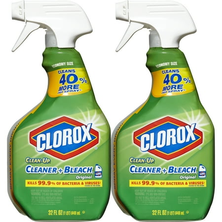 Spray Upholstery Cleaner - Clorox Clean-Up All Purpose Cleaner with Bleach, Spray Bottle, Original, 32 oz, Twin Pack