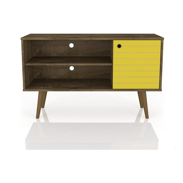 Manhattan Comfort Liberty Meuble Télé Milieu du Siècle Moderne de 42,52 Pouces, Brun et Jaune