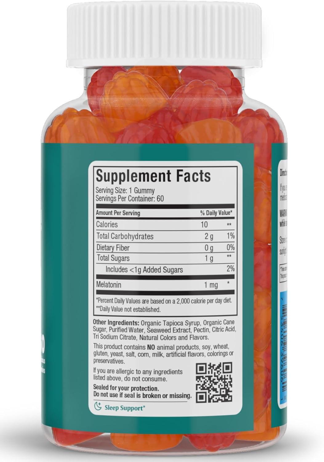 Maxi Health Kosher Melatonin Gummies 1 mg - Sleep Support Supplement - Assorted Fruit Flavor - 120 Gummies