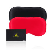 RUIPTSKE 2 Pcs Mulberry Silk Sleep Eye Masks, Caring For Deep Sleep, Adjustable Elastic Band, Black & Red