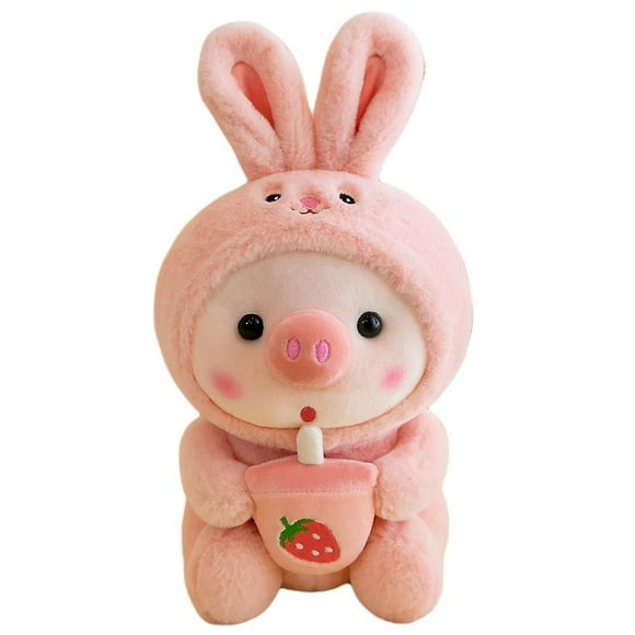 Filled With Double-sided Plush Toys Milk Tea Piglet Plush Toys Cute Cartoon Animals Piglet Plush Toys Soft Bottle Piglet Doll Sleeping Plush Pillow