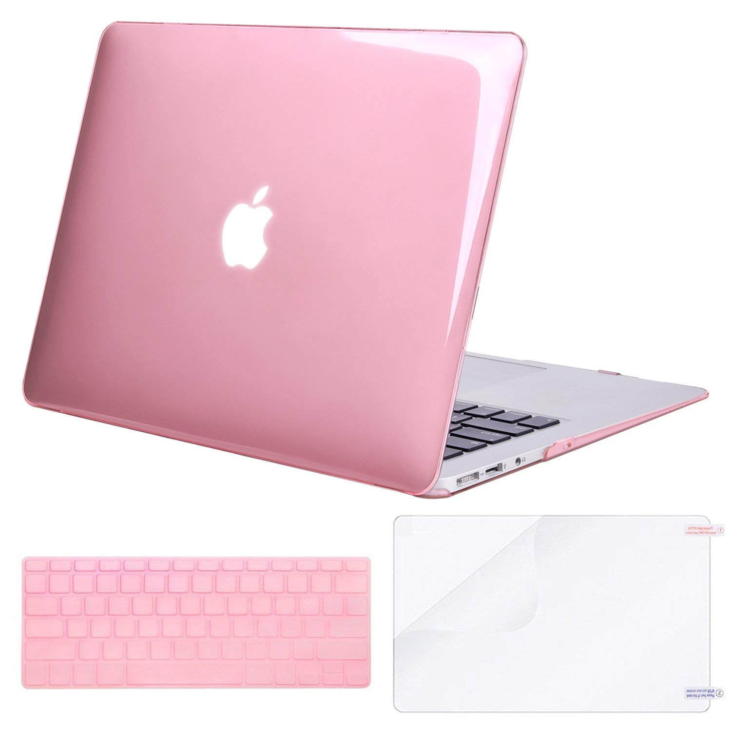 3 in 1 Rubberized HOT PINK Case for Macbook AIR 13" A1369/A1466 Keycover LCD 