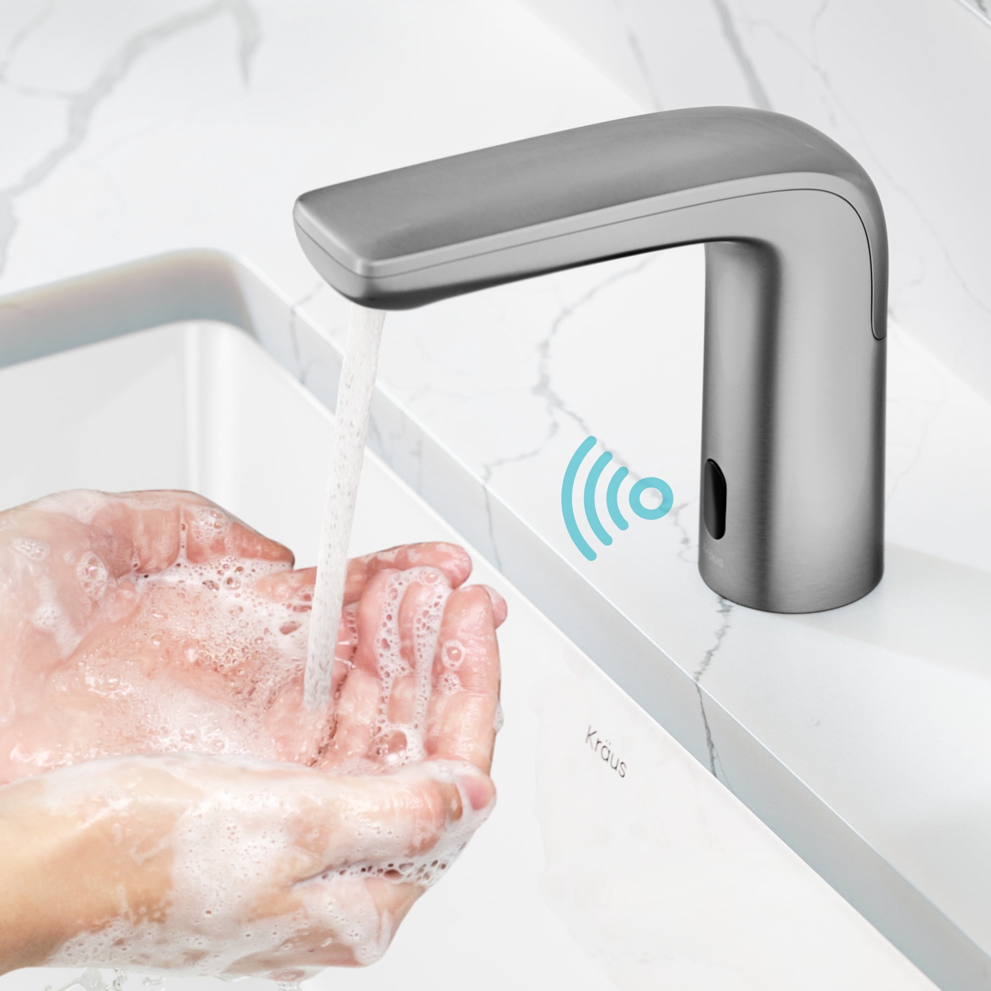 KRAUS Indy Touchless Sensor Bathroom Faucet in Spot Free Stainless Steel