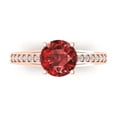 thumbnail image 2 of 2.21ct round cut red natural garnet 14k rose gold Bridal Wedding Engagement Promise Anniversary Ring for Women size 8, 2 of 7
