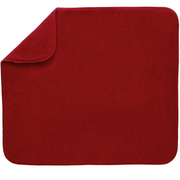 Kitchen Basics Reversible Microfiber Dish Drying Mat, Red, 16" x 18"