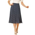 thumbnail image 5 of INSPIRE CHIC Women's Midi Skirts Peasant Elastic Waist A-Line Ditsy Floral Skirts XS Navy Pink, 5 of 8