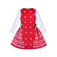 thumbnail image 2 of Robe Fille Ensemble de Noël Renne Rouge Flocon de Neige Manches Longues Fête 7 Ans, 2 of 8