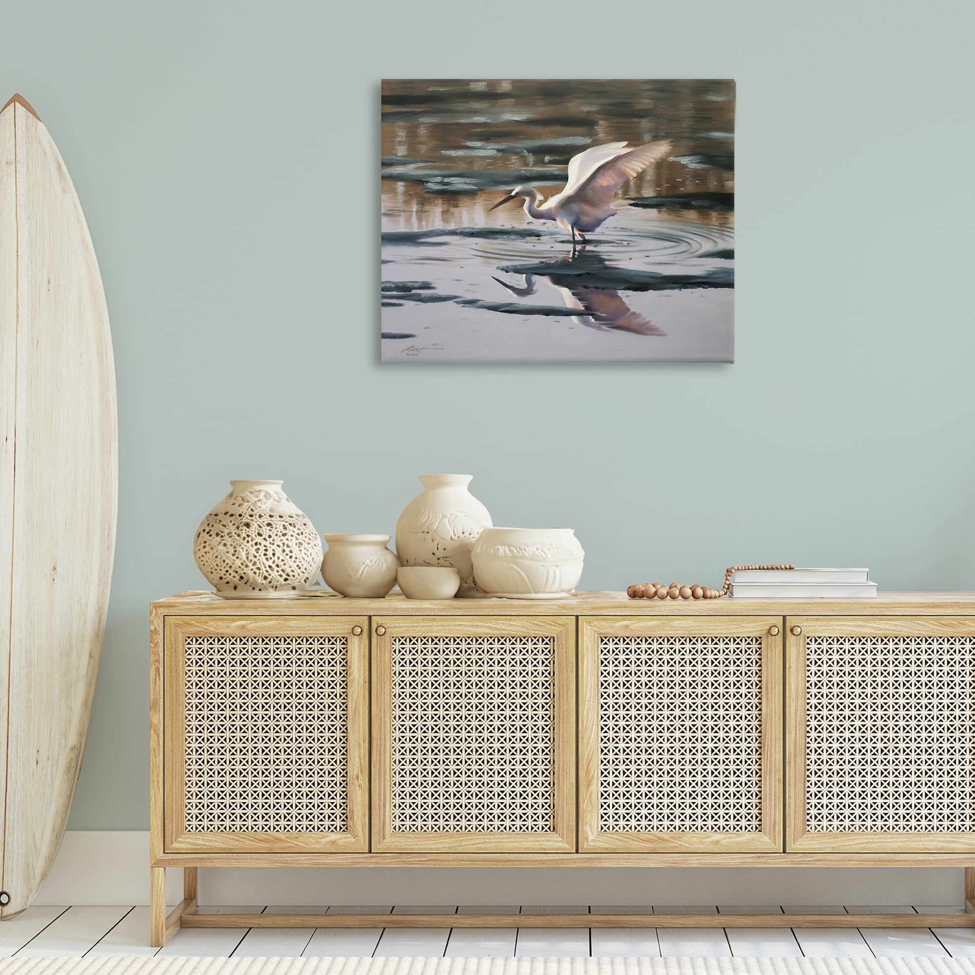 Stupell Industries Swan Landing in Water Animals & Insects Painting Gallery Wrapped Canvas Art Print Wall Art, 40 x 30