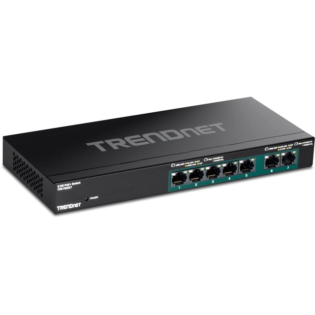Conmutador Ethernet TRENDnet TPE-TG327 PoE+ de 7 puertos y varios gigas