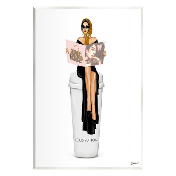 Stupell Industries Girl Reading on Coffee Food & Beverage Painting Unframed Art Print Wall Art, 10 x 15