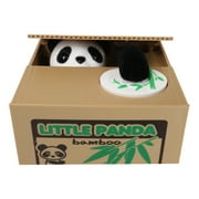 Whimsical Animated Hiding Panda Bear Coin Grabber Money Bank Box Sculpture