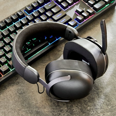 onn Wireless Gaming Headset Compatible with PlayStation 5, Bluetooth/2.4GHz, Black