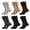 Black, Coffee, Light Gray, Dark Gray, Khaki, Navy Blue, variant on 6 Pairs Mens Dress Socks, Combed Cotton Classic Business Crew Socks for Men Fit US Size 8.5-10.5