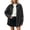 Black-01, variant on Perfectbot Women Oversized Long Sleeve Denim Shirt Jacket, Button Down Collared Loose Fit Mid-Length Jean Shacket