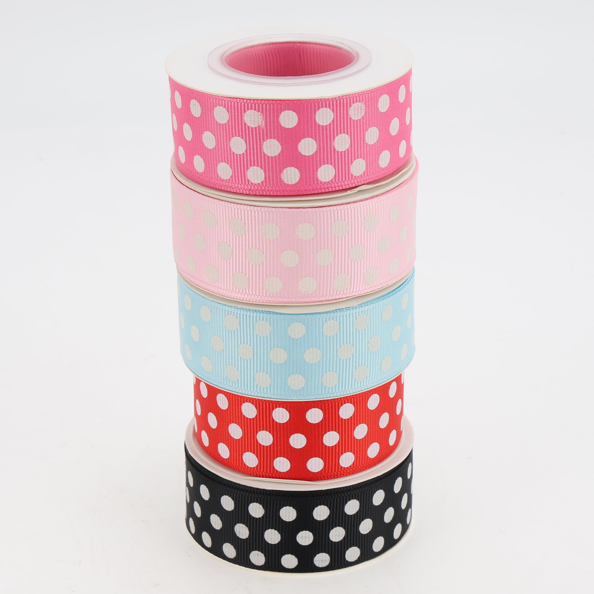 Unique Bargains 0.98"x29.53' Polka Dots Gift Wrapping Ribbon for Crafts 1Pc Black