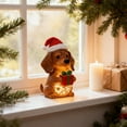 thumbnail image 6 of Christmas Outdoor Decoration Dog Statue,Light Cute Dog Sculpture with Santa Hat & Lights for Garden and Yard,Indoor Holiday Décor Gift,Cute Holiday Ornament, 6 of 9