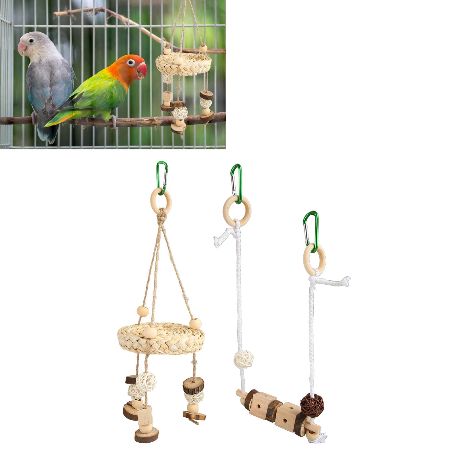 Swing Hanging Toy Bird Foraging Wall Toy Chewing Toys Funny Logs Rattan