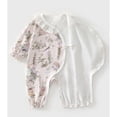 thumbnail image 4 of MEZZALL Boys Girls Long Sleeve Flowers Prints Ribbed Romper Jumpsuit Onesie, Light Pink, 3-6 Months, 4 of 6