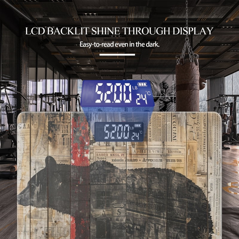 High Precision Body Weight Scale Smart Bathroom Scales with Large LCD Display(400lbs),Decorative for Bedroom-Wall Art Print Of Old Newspaper With The Silhouette Of Bear