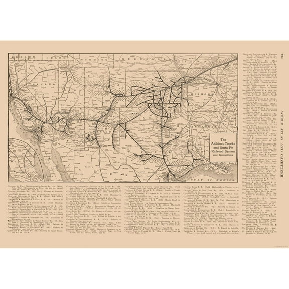 Railroad Map - Atchison Topeka Santa Fe Railroad - Reynold 1921 - 31.98 x 23 - Vintage Wall Art
