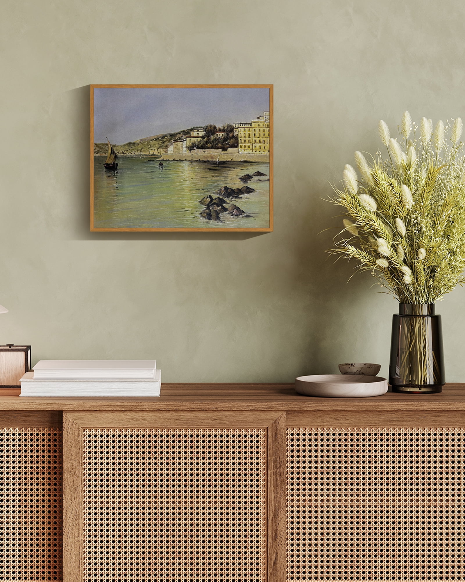 Drsoum Vintage Landscape Wall Art Classic Retro Seatown Prints Farmhouse Kitchen Bathroom Office Decor - 8x10in Nature Framed