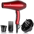thumbnail image 1 of 1875W Professional Ionic Hair Dryer, Salon Lightweight Blow Dryer, 2 Speed and 3 Heat Settings, Powerful Ceramic Fast Dryer with Diffuser, Concentrator and Comb (Red), 1 of 5