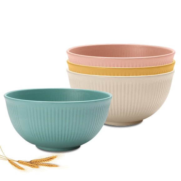 Pisexur Batería de cocina Juego de 4 tazones de cereales de paja de trigo, aptos para microondas y lavavajillas, reutilizables para arroz, sopa, aperitivos y frutas. para la cocina del hogar