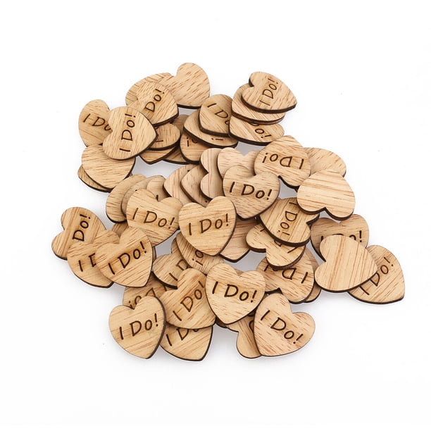 50 piezas de adornos de corazones de madera para scrapbooking y manualidades
