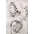 thumbnail image 2 of Francesco Salvator Fontebasso 11x14 Gold Ornate Wood Frame and Double Matted Museum Art Print Titled - Three Studies of the Head of a Youth (1737), 2 of 4