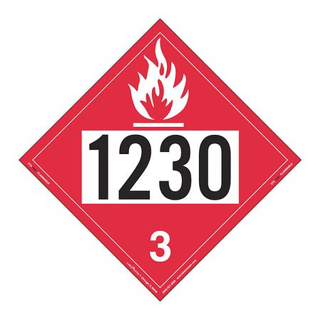 Labelmaster ZT2-1230 UN 1230 Flammable Liquid Hazmat Placard, Tagboard (Pack of 25)