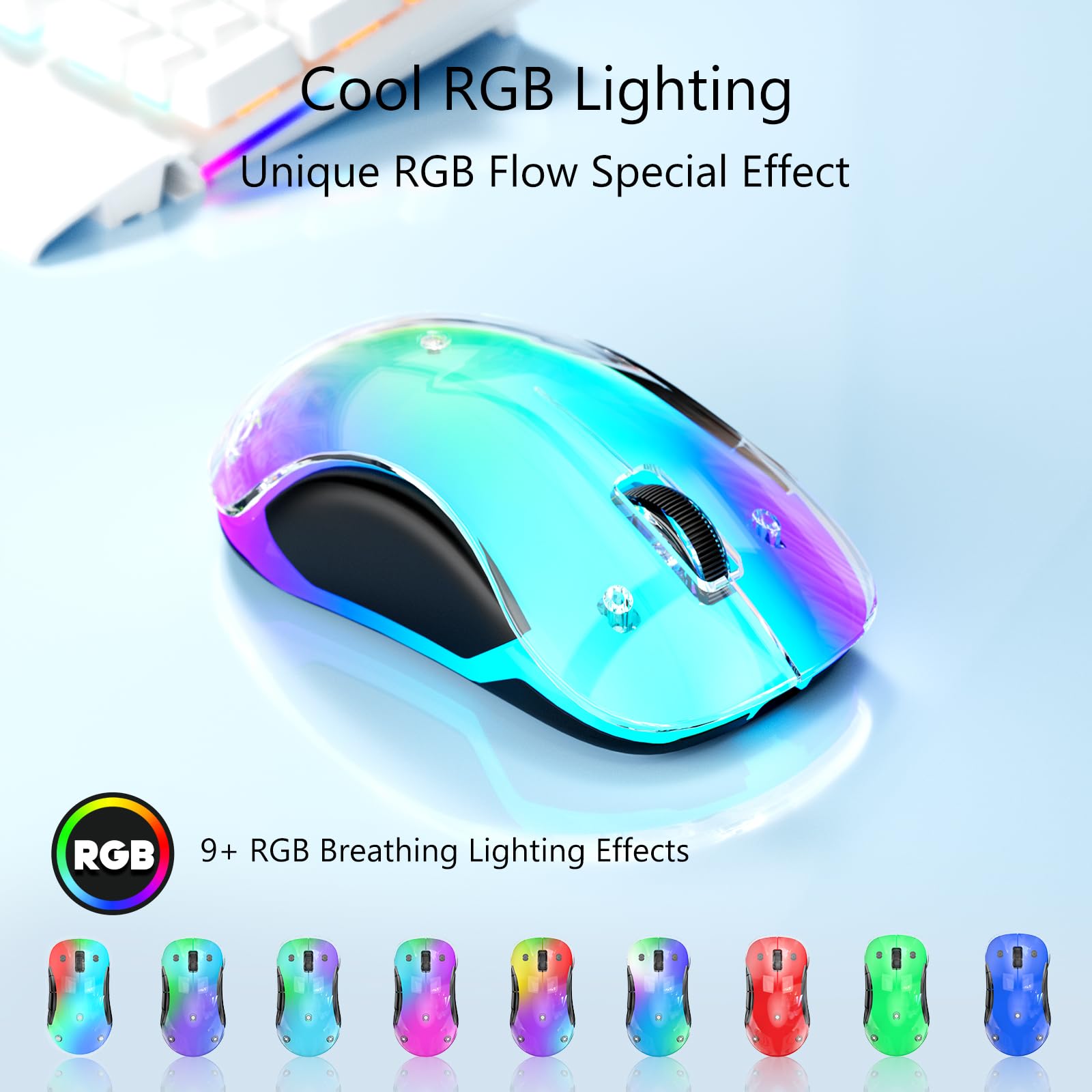 Memzuoix LED Rechargeable Wireless Mouse, 1600 DPI, 9 Colors photo 8
