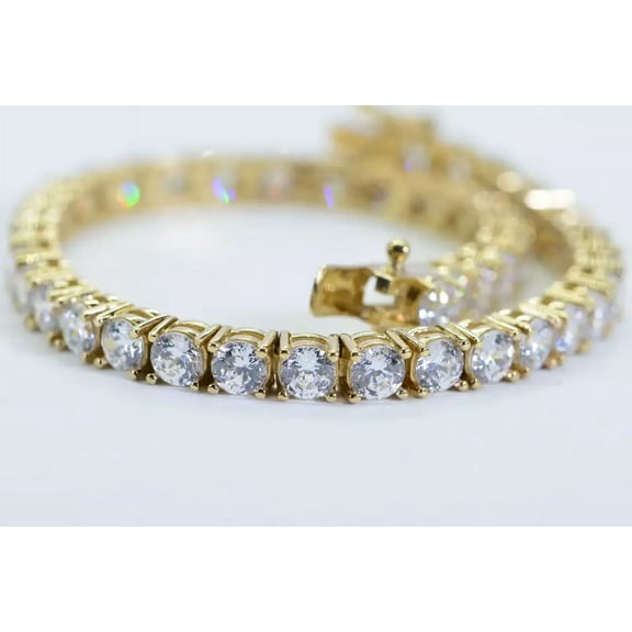 Mangal Jewels 9Ct Round 4mm VVS1 Diamond Womens Tennis Bracelet 14K Yellow Gold Plated